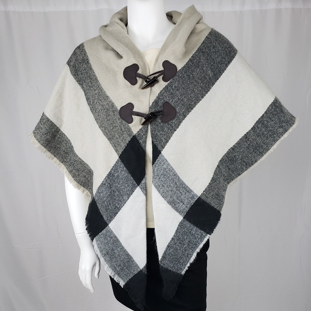 Womens Tan and Grey Poncho